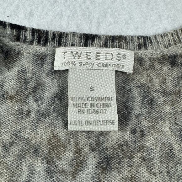 Tweeds 100% 2 Ply Cashmere Leopard Animal Print LS Size Small V Neck Sweater Top - Picture 4 of 9